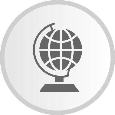 Dünya Küre Kabartma Çemberi Gri Simge