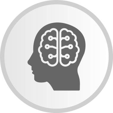 İnsan Beyni Kabartması Gri Çember Simgesi