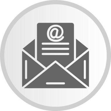 E- posta Kabartma Çemberi Gri Simgesi