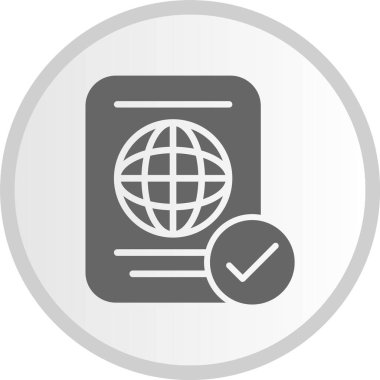 Pasaport Kabartma Çemberi Gri Simgesi