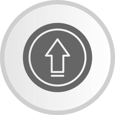 Yukarı Ok Kabartma Çemberi Gri Simgesi