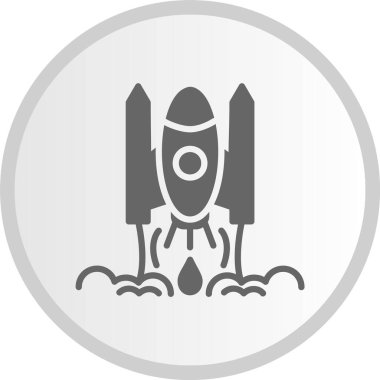 Roket Kabartma Çemberi Gri Simgesi