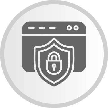 İnternet Güvenlik Sembolü Gri Çember Simgesi