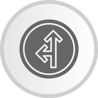 Üst Sol Ok Kabartması Gri Çember Simgesi