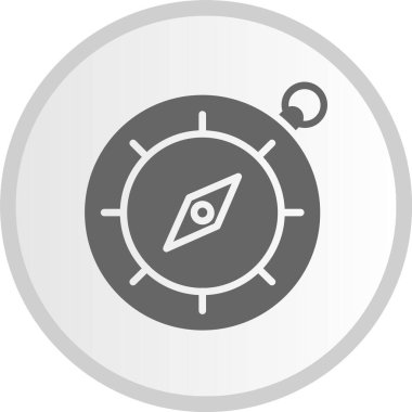 Navigasyon Pusula Kabartma Çemberi Gri Simgesi