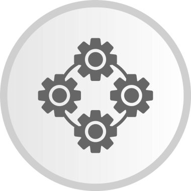 Süreç Vektörü Kabartma Çemberi Gri Simgesi