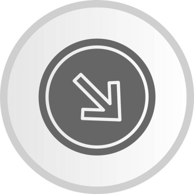 Sağ Aşağı Ok Kabartması Gri Çember Simgesi