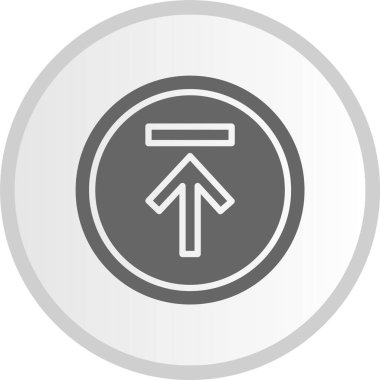 Yukarı Ok Kabartma Çemberi Gri Simgesi