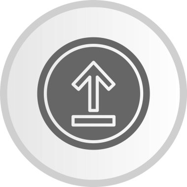 Yukarı Ok Kabartma Çemberi Gri Simgesi