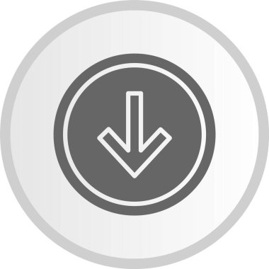 Aşağı Ok Kabartma Çemberi Gri Simge