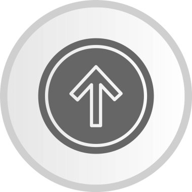 Yukarı Ok Kabartma Çemberi Gri Simgesi