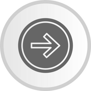 Sağ Ok Kabartması Gri Çember Simgesi