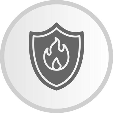 Ateş Koruma Sembolü Gri Çember Simgesi
