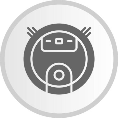 Robot Süpürge Temizleyici Kabartma Çemberi Gri Simge