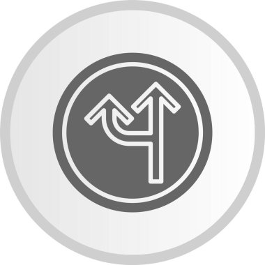 Düz Ok Kabartması Gri Çember Simgesi