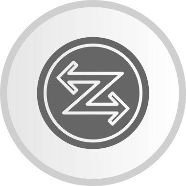 Zigzag Ok Kabartması Gri Çember Simgesi