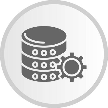 Veri Yönetimi Kabartması Gri Çember Simgesi