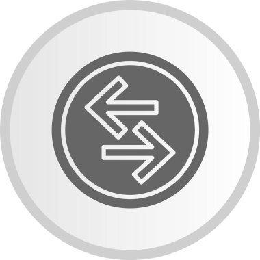 Sol Sağ Ok Kabartması Gri Çember Simgesi