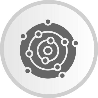 Güneş Sistemi Kabartma Çemberi Gri Simgesi