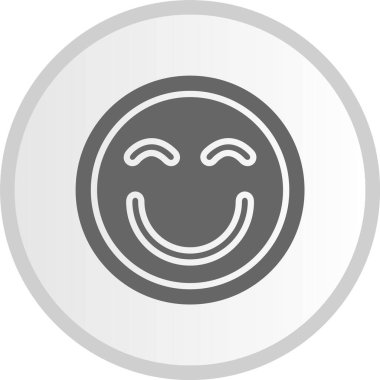 Gülen Kabartma Çember Gri Simge