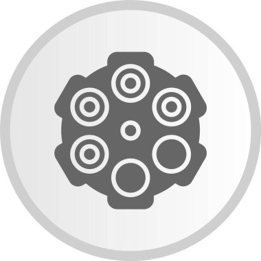 Mermi Kabartması Gri Çember Simgesi