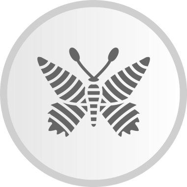Kelebek Kabartması Gri Çember Simgesi
