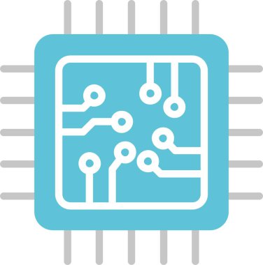 İşlemci Kabartması İki Renk Simgesi