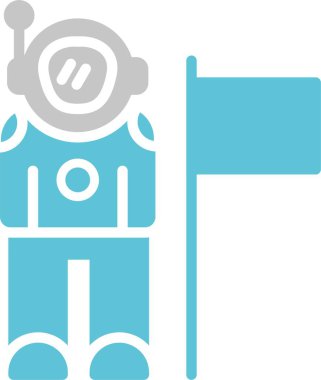 Astronot Miğfer Sembolü İki Renk Simgesi