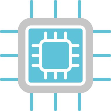 İşlemci Kabartması İki Renk Simgesi