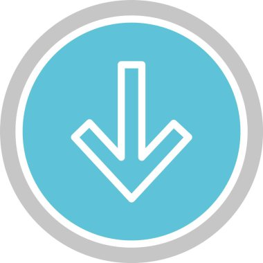 Aşağı Ok Kabartması İki Renk Simgesi