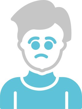 Endişeli Kabartma İki Renk Simgesi