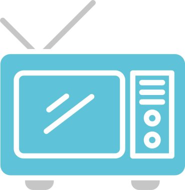 Eski Tv Kabartma İki Renk Simgesi