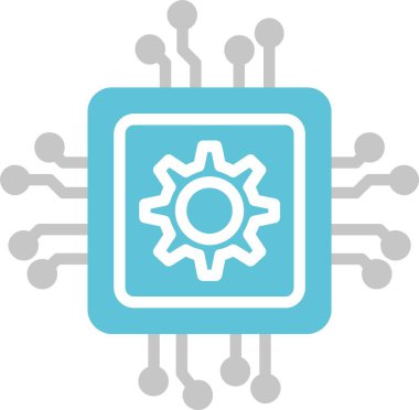 İşlemci Kabartması İki Renk Simgesi