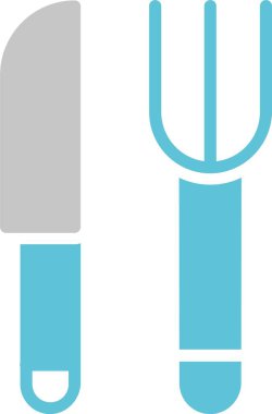 Yemek Utensilleri Kabartması İki Renk Simgesi