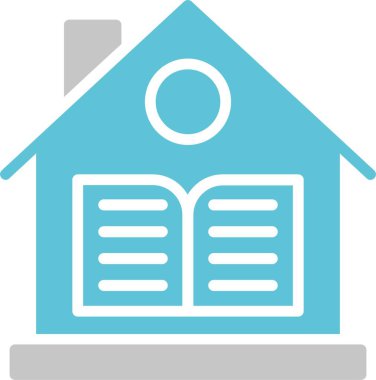 Ev Eğitimi Kabartması İki Renk Simgesi