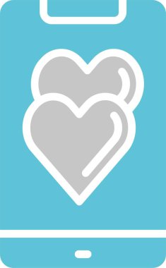 Kalp Kabartması İki Renk Simgesi