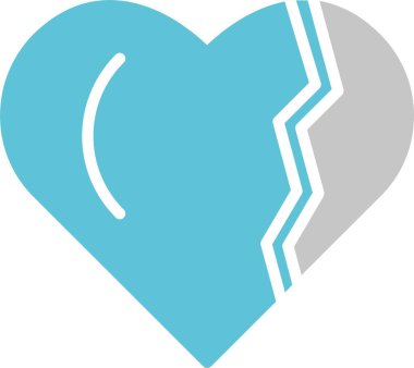 Kırık Kalpli Kabartma İki Renk Simgesi