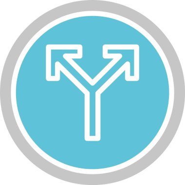 Yol Kesişim Oku İki Renk Simgesi