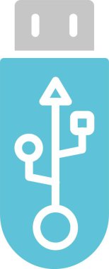 Usb Kabartma İki Renk Simgesi