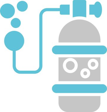 Oksijen Silindiri Kabartması İki Renk Simgesi