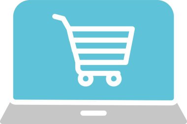 Çevrimiçi Alışveriş Kabartması İki Renk Simgesi