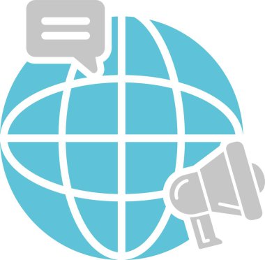 Küresel Pazarlama Kabartması İki Renk Simgesi