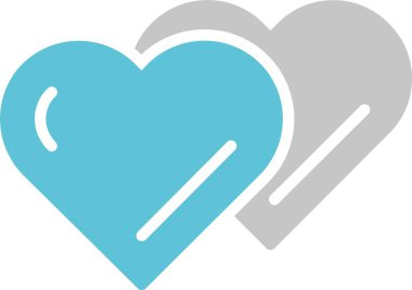 Kalp Kabartması İki Renk Simgesi