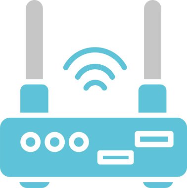 Wifi Yönlendirici Kabartma İki Renk Simgesi