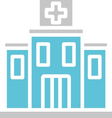Hastane Binası Sembol İki Renk Simgesi