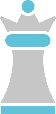 Satranç Kraliçesi Kabartması İki Renk Simgesi