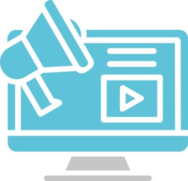 Dijital Pazarlama Kabartması İki Renk Simgesi