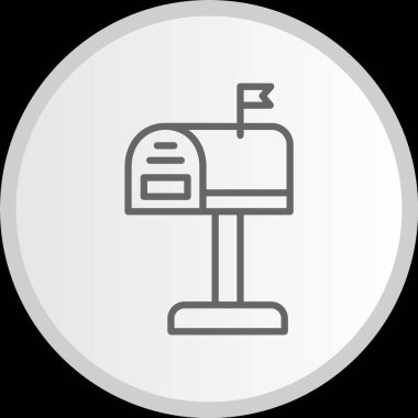 Posta Kutusu Satırı Çemberi Gri Simge