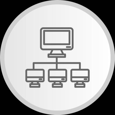 Bilgisayar Ağı Çemberi Gri Simgesi