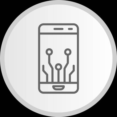 Akıllı Telefon Vektör Hattı Gri Çember Simgesi